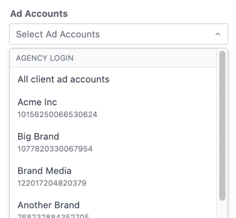 Ads Accounts UI