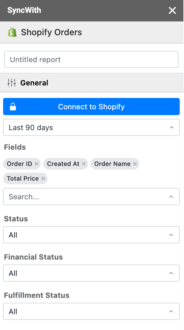 Connecting Shopify to Google Sheets with the SyncWith Google Sheets addon